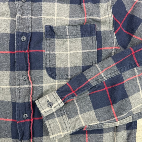 Flint And Tinder Flannel Shirt Men XL Blue Red Plaid Double Pocket Button Up USA - Picture 3 of 14